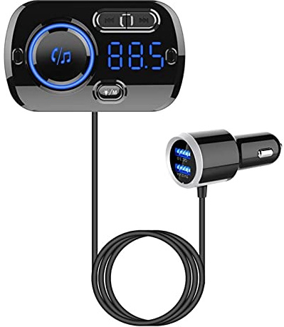 BJTYHT Adattatore Audio Bluetooth. Modulatore for trasmettitore Radio Bluetooth 5.0 for Auto FM. Trasmettitore Wireless Dual USB con QC 3.0. Auto MP3. Giocatore FM. TF. Carta