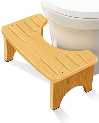 JACNITAD Tabouret de toilette en bambou pour adulte, 16,5 cm, pot accroupi, pour salle de bain, double tabouret antidérapant pour faire , améliore la posture accroupie et le confort pour enfants