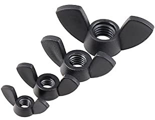 Flügelmuttern, Flügelbolzen, Schmetterlingsflügelschrauben, Rändelschrauben, Schmetterlingsmutter Schwarz-weiße Nylon-Flügelmuttern Handfeste Kunststoff-Flügelmutter M3 M4 M5 M6 M8 M10 M12 Befestigung