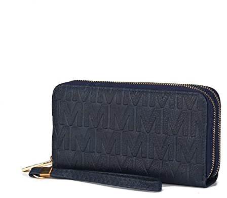 MKF Collection Wristlet Wallet for Women, Small Vegan Leather Credit Card Holder & Zipper Coin Pocket Wallet Purse By Mia K, Aurora Navy, S, Casual