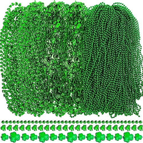 Bdecoll 36pcs Mult St Patrick Day Kostüm Zubehör Bluk,Irish Clover Green Halskette für Kostümzubehör,Mardi Gras Party St.Patrick Day Dekorationen