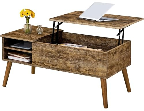 Yaheetech Lift Top Coffee Table Hidden Storage Rustic Brown 100x48x45cm