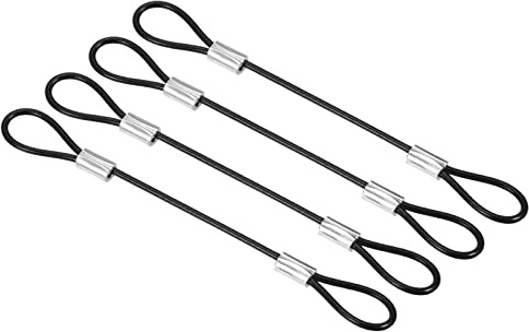 PATIKIL 0.4ft Safety Cable Lock Stainless Steel 2mm with Double Loop 4pcs