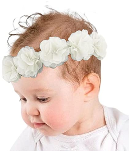 Baby Girl Flower Pannband,Princess Girls Handsömnad Pärlor Flower Headwear | Nyfödd baby Småbarn Barn Nyfödd pannband Blommig födelsedag hårband Baby Girl Sloane