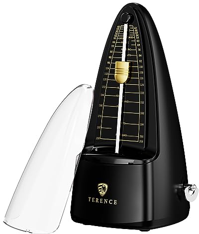 TERENCE Metrónomo Mecánico Metronomo para Piano Guitarra Bass Bajo Ukulele Batería Drum Violín Metrónomos para principiantes Adultos y niños Negro