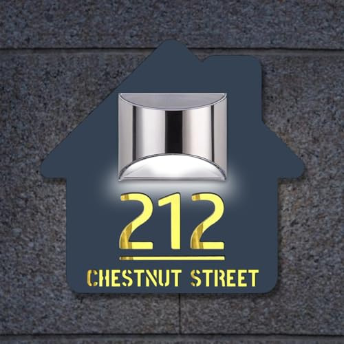 Numéro de maison solaire lumineux à LED personnalisable,Lumière plaque numero maison exterieur Personnaliser,Découpée Au Laser Plaque De Numéro De Rue pour Appartement Hôtel Porte,Maison