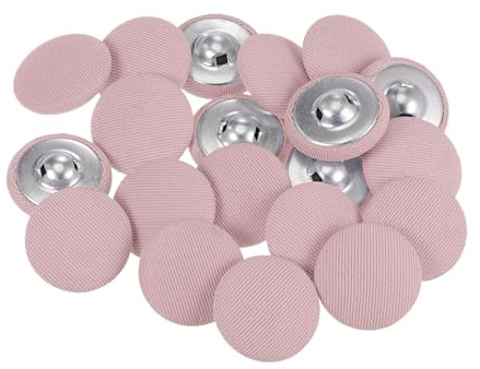 QUARKZMAN 20 Stück Knöpfe mit Stoffüberzug 21mm Runder Metallschaft Ösen Stoffknöpfe mit Stoff bezogen Nähknöpfe Vintage Ösenknöpfe für Anzüge Kleider Blusen Bastel DIY, Rosa