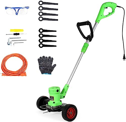 NAKEAH Lawn Trimmer, 680W High Power Portable Lawn Mower With Wheels 2 Styles Blades 30m Power Cord Small Weeder For Garden Lawn Mowing