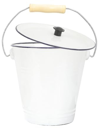 MAGICLULU Secchio Di Latte in Smalto Spesso Coperchio Contenitore Per Bevande Liquide Per Picnic Giardino e Campeggio Resistente Ad Acidi e Alcali