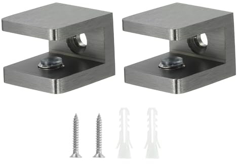 sourcing map Glass Shelf Clamp, 2Pcs Brass Glass Clamp for 8-10mm Thick Glass, Adjustable Glass Shelf Bracket Support Holder, Black