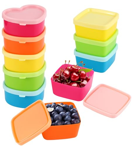 JSMTKJ 10 Stück Kunststoff Gefrierdosen Klein, Mini Dosen mit Deckel, Frischhaltedosen für zur Aufbewahrung von Snack Obst Gewürze Soßen (2 Stile 5 Farben)