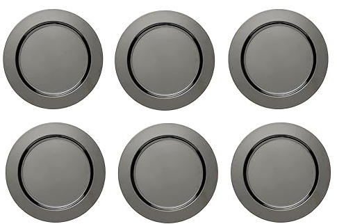 ECHTWERK 6-teiliges Platzteller/Servierteller Set Shiny aus hochwertigem Edelstahl, Black-Edition, Ø 33,2 cm