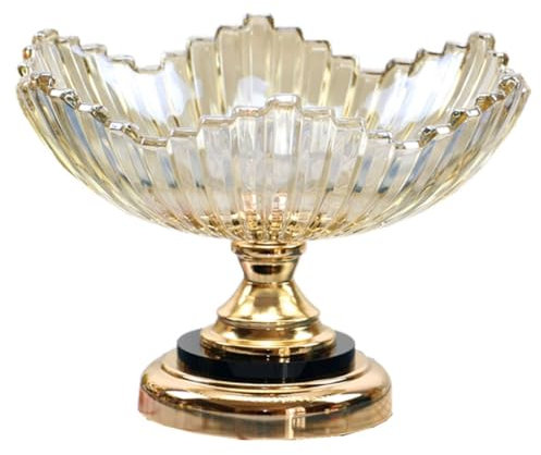 JUNYFFF Bol À Fruits pour Comptoir De Cuisine, Panier À Fruits en Verre, Coupe À Fruits, Verre Cristal Corbeille À Fruits, pour Comptoir De Table, Salle À Manger, Décoration De Salon,d'or