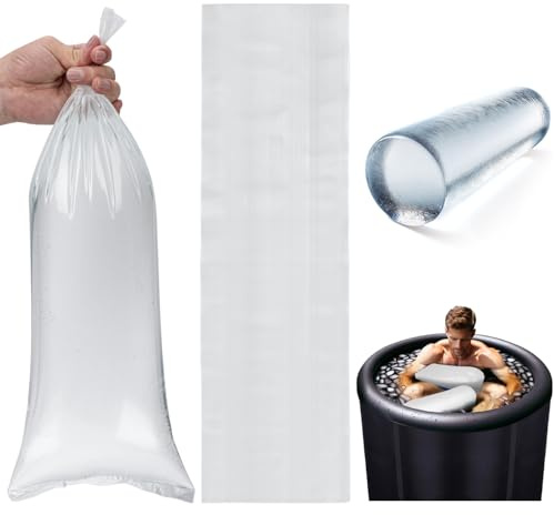 Annaklin - Bolsas de baño de hielo, 200 piezas, 9 libras de hielo cada una, bolsas de hielo grandes de plástico para baño de hielo, bolsas de congelador, molde de bloque de hielo, extra grande para