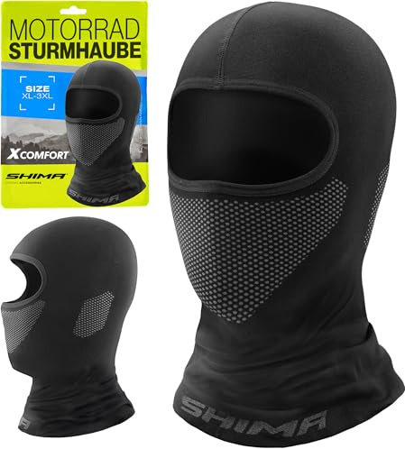 Shima X-Comfort Cagoule Moto Homme Femme Balaclava Ete Hiver Vêtements de Protection Equipements Masque Elastique Respirante Multifonction sous Casque (Unisex, Noir, M-L)
