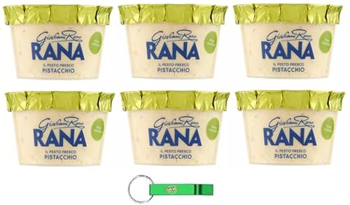 Giovanni Rana Pesto Fresco Pistacchio, 6 salsas frescas de pesto de pistacho 150 g + llavero Beni Culinari gratuito