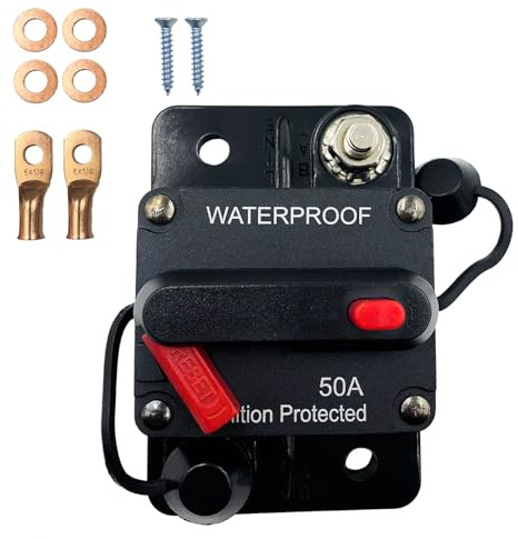 SPTSSWET 50A Auto Schutzschalter 12 V-48 V DC mit Manueller Reset | kfz Leistungsschalter, Sicherungsautomat, für Autos, Booten und LKW