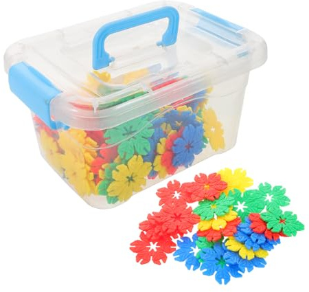 Vaguelly Set Mattoncini da Costruzione Scatola Porta Giochi in Plastica 70 Pezzi Design Foglia Fiocco di Neve, Soluzione Facile da Conservare in Ambienti Colore Casuale per Bambini
