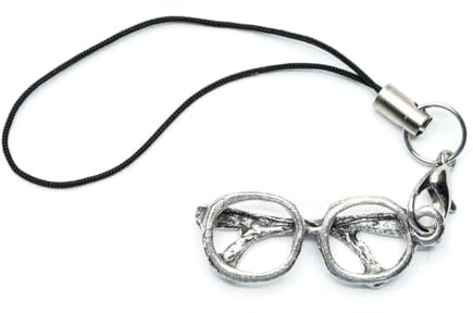 Miniblings glasögon berlock mobilhänge glasögon läsnörd silver – handgjorda modesmycken – hänge mobiltelefon smycken nyckelring, 31mm, Metall, Inte känd