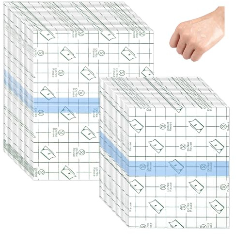 50 Stück Duschpflaster Wasserfest Transparent, 15x12cm und 12x10cm Wasserdichtes Pflaster, Elastische Befestigungsflicken für Tattoo Heilung, Antiallergisch, Wundpflaster zum Duschen & Sport