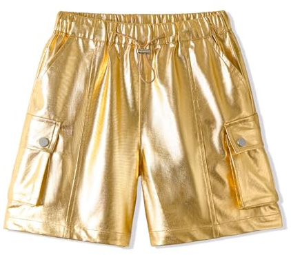 Rolanko Flickor Sport Aktiv Cargo Shorts Sommar Barn Löpning Gym Dans, Guldfärgad, 11-12 år