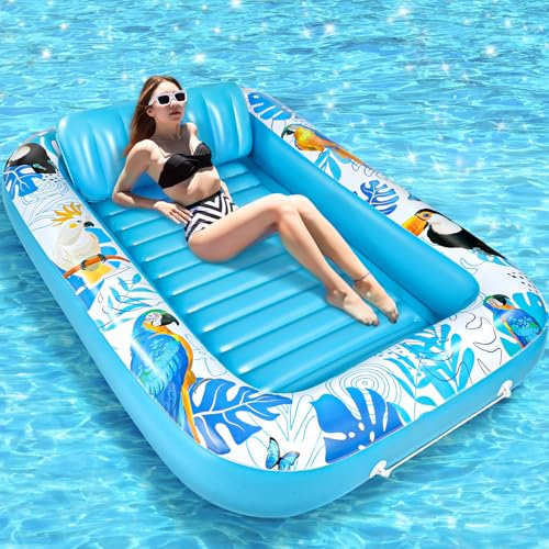 LUVTOY Bouee Piscine - Bleu Matelas Piscine - Fauteuil Gonflable Piscine - Hamac Bouee Piscine Adulte - Matelas de Plage Gonflable Piscine - Tanning Pool Piscine Bronzage（180 * 120Cm）