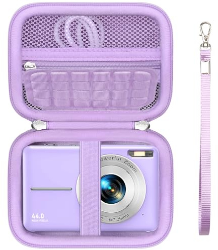 Supmay Tragetasche für IXNAIQY/für EJXHKNF/für Kodak Pixpro FZ45 FZ55/ für VAHOIALD/für CAMKORY Digitalkamera 1080P Fotokamera, Speicherhalter Reisetasche mit Mesh Tasche für Batterie, Lila