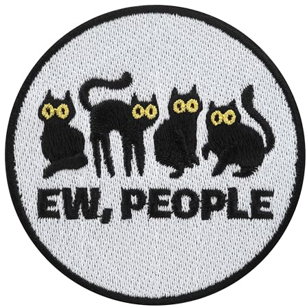 Urbanski Patch Anti-Social Cats Ew, People zum Aufbügeln 7,4 x 7,4 cm | Aufnäher Applikation Bügelbild