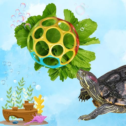 Homedy Crafts Aquatic Turtle Feeder Treat Ball Toys, Turtle Feeder Ball, Aquatic Tortoise Enrichment Toys, Aquarium Toy for Turtles, Aquarium Accessories, Tortoise Habitat Accessories (Yellow, 3.7'')