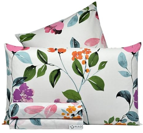 Riad Arredo Set Completo Letto in 100% Cotone Morbido - Completo Letto Lenzuola Sotto con Elastico Perimetrale | Lenzuola da Sopra | 2 federe (Natalie Light, Matrimoniale)