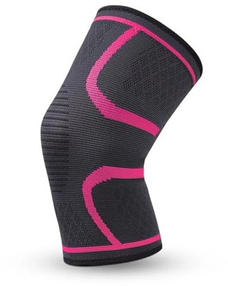 CYMMIYT Sports Knee Support Men's and Women's Autumn and Winter Sports Badminton Running Fitness Outdoor Knitted Mountaineering Knee Pads(Rose Red,Size S (Single))