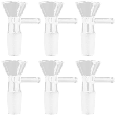 Lotsdonxia 6 Pcs Glass Bowl Adapters, 14mm Male Borosilicate Bong Bowls, Thickened Heat-Resistant Smoking Accessories for Water Pipes, Oil Rigs and Hookahs