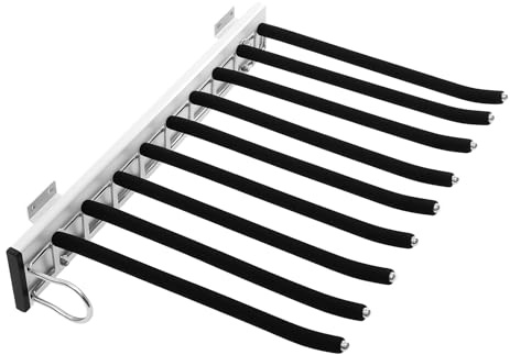UHDUIG Hosenbügel Aufbewahrung für Schlafzimmer und Kleiderschrank Edelstahl Platzsparend Single Rail 9 Balken mit Push Pull Hosenaufhängung Perfekter Organizer für Herren und Damen Links
