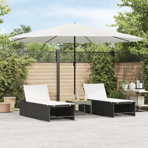 Ombrellone da Giardino con Palo in Acciaio, 388x388 cm, Tetto in Paglia 8 Strati, Tessuto Poliestere UV, per Esterno Balcone Piscina, Bianco