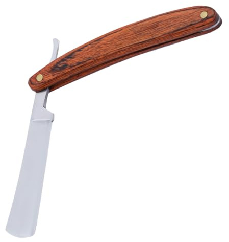 HONITANO Rasoir Droit Classique en Acier Manche en Bois, Pliable et Portable, pour Salon de Coiffure Professionnel ou Usage à Domicile