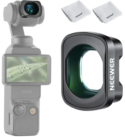 NEEWER 2X Macro Lens for Pocket 4/3, 3 Elements in 3 Groups, Magnetic Macro Photography Accessories HD Optical Glass 2x Cleaning Cloth Compatible with DJI Osmo Pocket4 Pocket3 & Creator Combo, LS-64