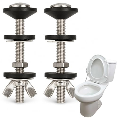 Tornillo inodoro cisterna baja, Kit de fijación para inodoro/cisterna, pernos para tanque de agua WC, Acero Inoxidable, Tamaño del perno 74 x 8 mm, Pack de 2 tornillos