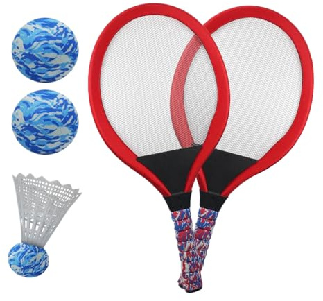Badmintonracket, utomhus badmintonracketar för barn | 1 par nybörjare tonåringar interaktiv utrustning med boll för grundskola förskola lekplats