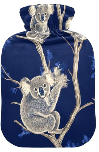 Koala Art Wärmflasche mit weichem Bezug, 2-Liter-Wärmbeutel für Muskelkater, Muskelkater und Muskelkater, Blau