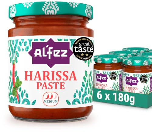 Al’Fez Harissa Paste 180g x 6 Multipack – Authentic North African Chilli Paste with Garlic & Spices – Bold Heat & Rich Flavour for Cooking, Seasoning & Everyday Meals