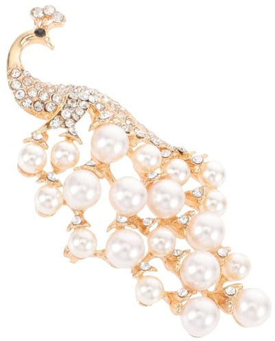 TEHAUX Perlen Pfauen Brosche Damen Anstecknadel mit Strass Kleine Schmuck Dekoration für Party und Bankett