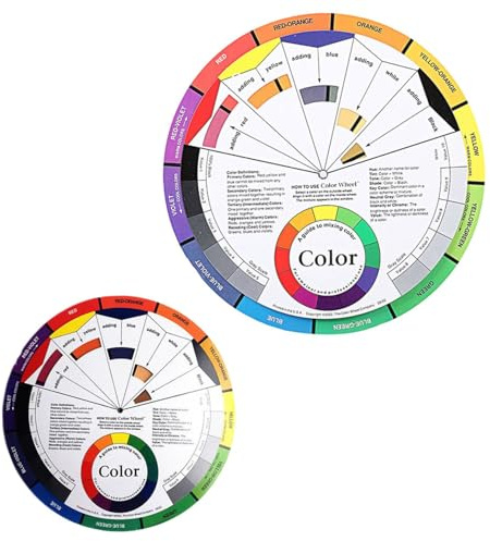 Homoyoyo Roue Chromatique D’Apprentissage pour Nail Art et Maquillage, Nuancier à 2 Faces en Papier, 2 Pièces, Guide de Couleurs pour Femmes et Amatrices