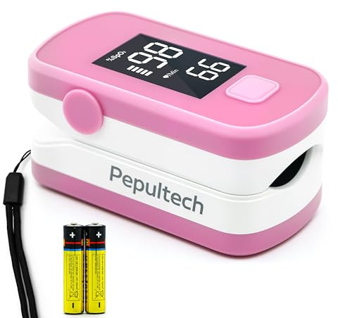Pepultech Fingerspitzen Pulsoximeter, Blutsauerstoffsättigungsmonitor in Pink, Hohe Genauigkeit O2 Messgerät für alle Hauttypen, SpO2 und Pulsfrequenz Monitor für Kinder und Erwachsene