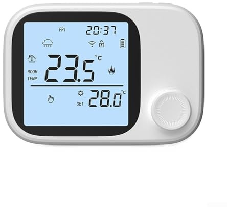 Smart-WLAN-Thermostat RF433, kabellos, programmierbar, Temperaturregler für Tuya App, Drehknopfsteuerung, Boiler-Heizsystem mit manuellem / automatischem Modus, 300 m Reichweite, geringer