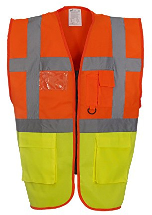 Hi-Vis Sicherheitsweste, Farbe:Hi Vis Yellow/Hi Vis Orange;Größe:M