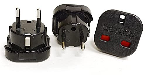 OREI GP-021 Continental UK 3-Pin To Schuko European 2-Pin Grounded Travel Adapter Plug - 3 Pack