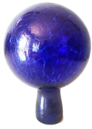 Oberstdorfer Glashütte Gartenkugel farbige Rosenkugel blau gelüstert Spiegeleffekt dekorative Kristallglas Blumenkugel frostfest mundgeblasen Durchmesser ca. 9 cm