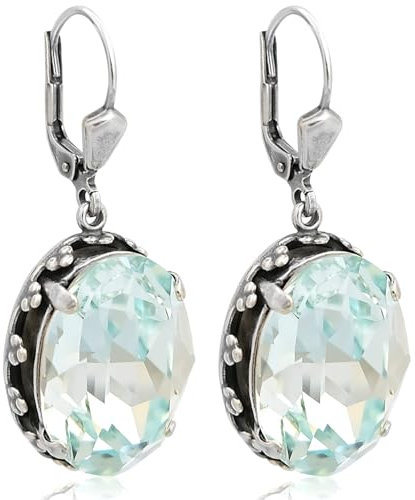 Jugendstil Ohrringe Silber Markenkristalle Light Azore Vintage Ohrhänger NOBEL SCHMUCK