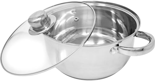 Casserole Dish Saucepan Pot - with Lid & Handle, Stockpot | Suitable for Sauce, Soup, Curry,Stew | Food Cooking, Cookware Set | Pan Stainless Steel | Size 22Cm