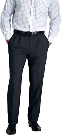 Haggar Herren ECLO Stria Expandable Waist Faltenband vorne - grau - 34W / 29L